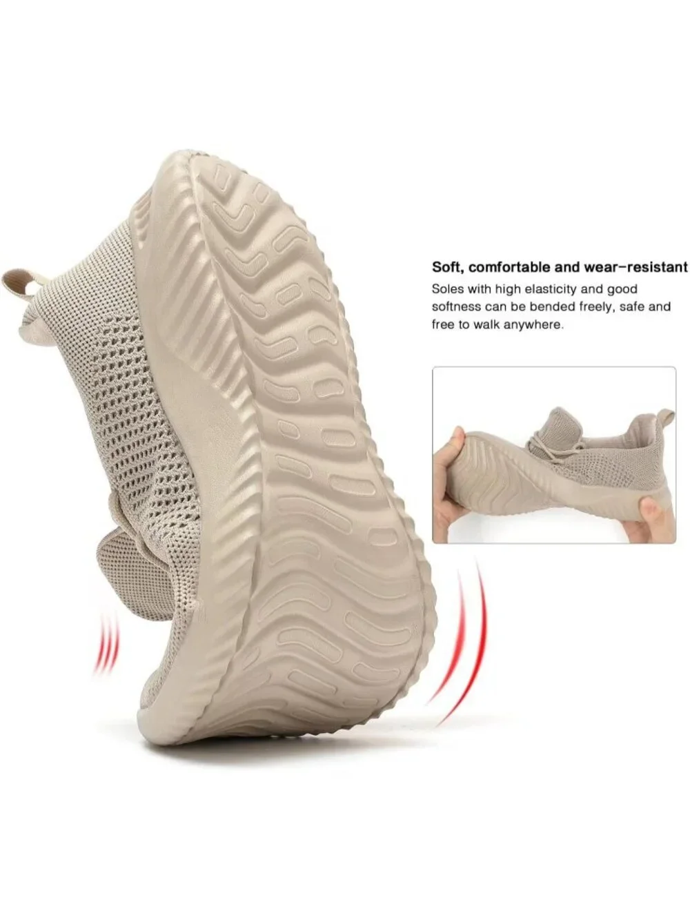 Men's Khaki Slip on Walking Shoes Ultra Light Breathable Non Slip Running Shoes
